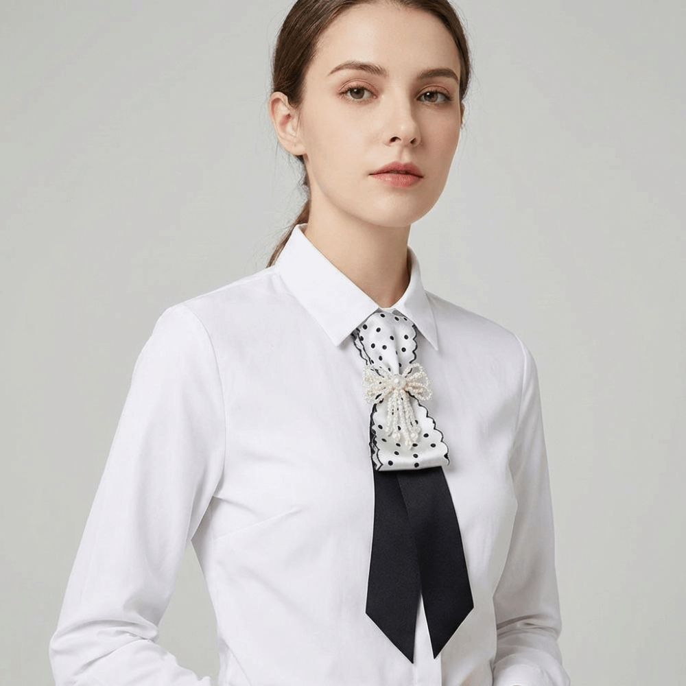 Bow Tie Pre Tied - Cravatta Nera Y2K con Fiocco Geometrico,