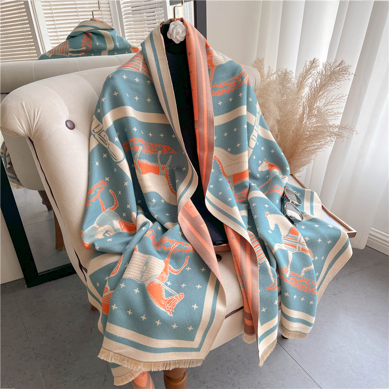 Woven Scarf Blanket - Di lusso Cavallo Stampa Coperta di