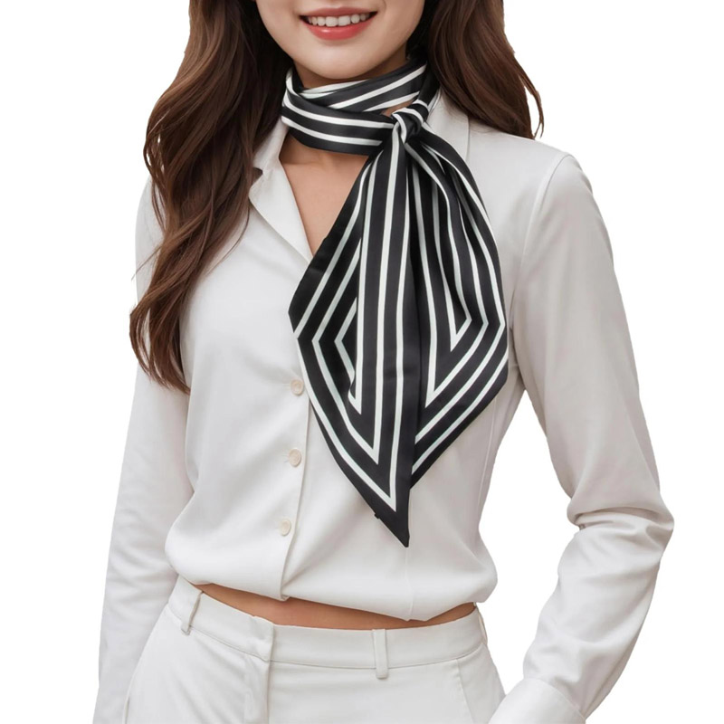 Silk Tie Striped - Moda Strisce Nastro per capelli Sciarpa