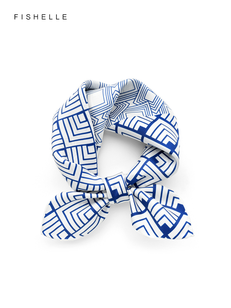 Ascot Neck Scarf - Cinese classico blu bianco porcellana sciarpa